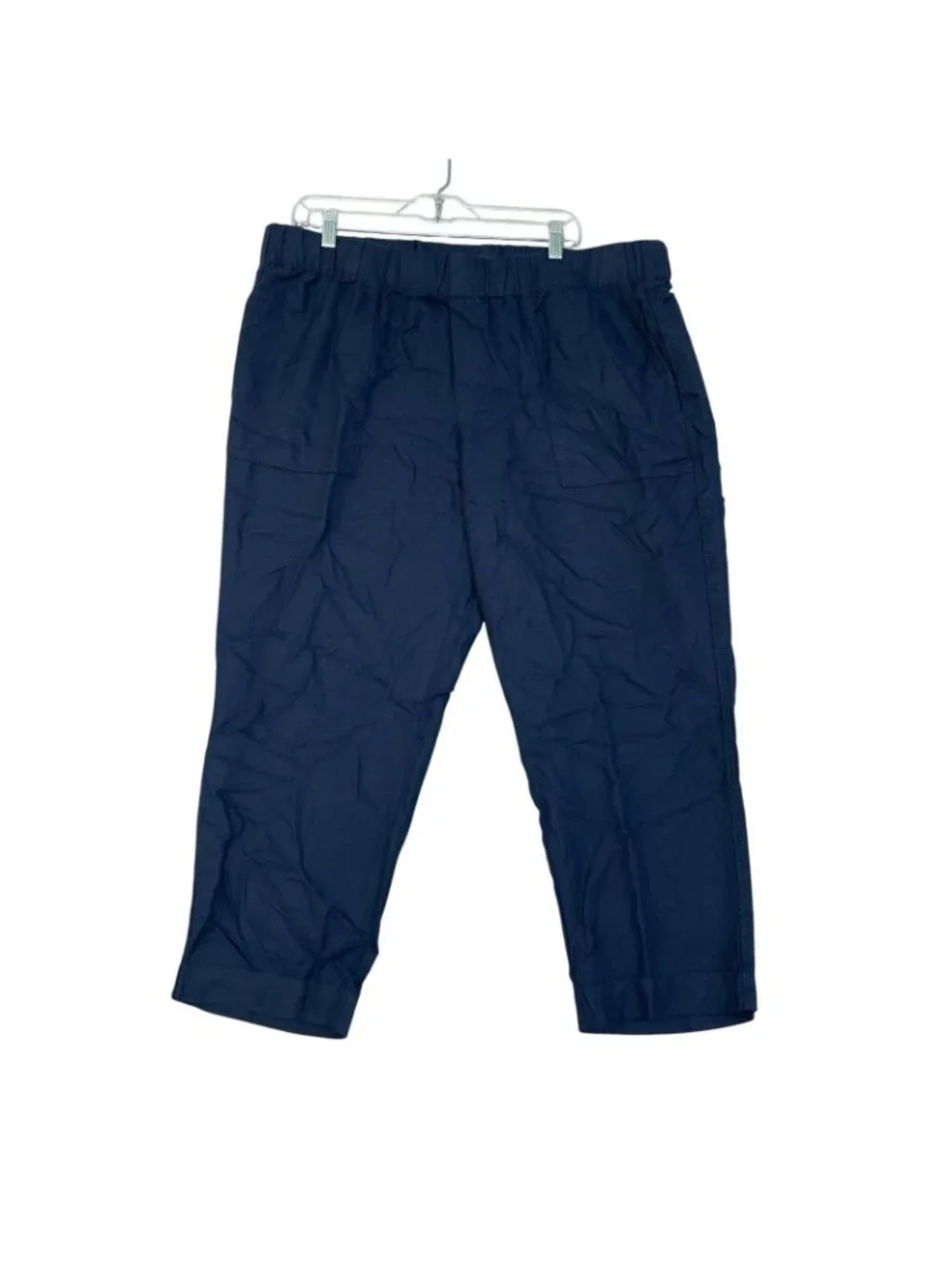NWOT Banana Republic Women's XL Navy Blue Linen-Blend Cropped Pants B1734
